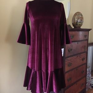 Lularoe Maureen cranberry velvet swing dress!